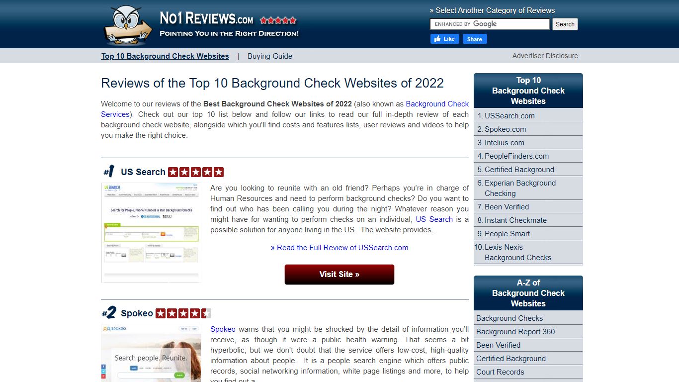 Top 10 Background Check Websites 2022 - Reviews, Costs & Features